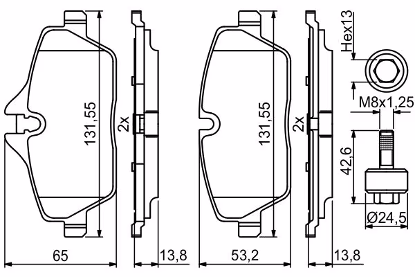BOSCH Kit pastiglie freno, Freno a disco