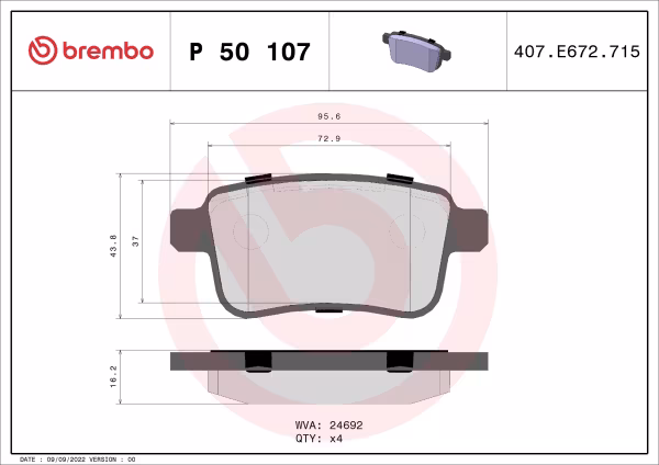 BREMBO Kit pastiglie freno, Freno a disco