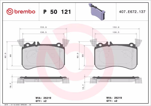 BREMBO Kit pastiglie freno, Freno a disco