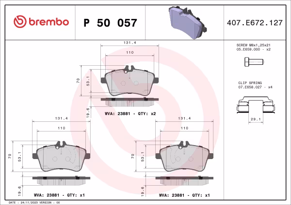 BREMBO Kit pastiglie freno, Freno a disco