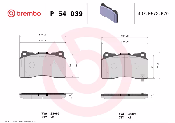 BREMBO Kit pastiglie freno, Freno a disco