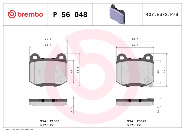 BREMBO Kit pastiglie freno, Freno a disco