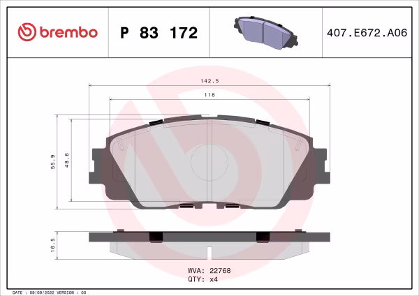 BREMBO Kit pastiglie freno, Freno a disco
