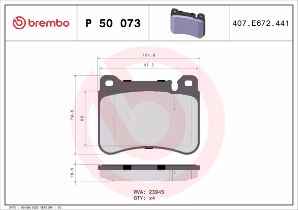 BREMBO Kit pastiglie freno, Freno a disco