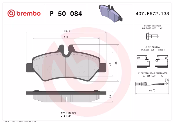 BREMBO Kit pastiglie freno, Freno a disco
