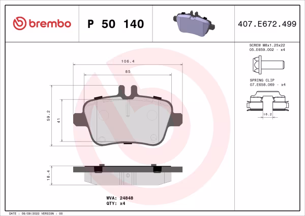 BREMBO Kit pastiglie freno, Freno a disco