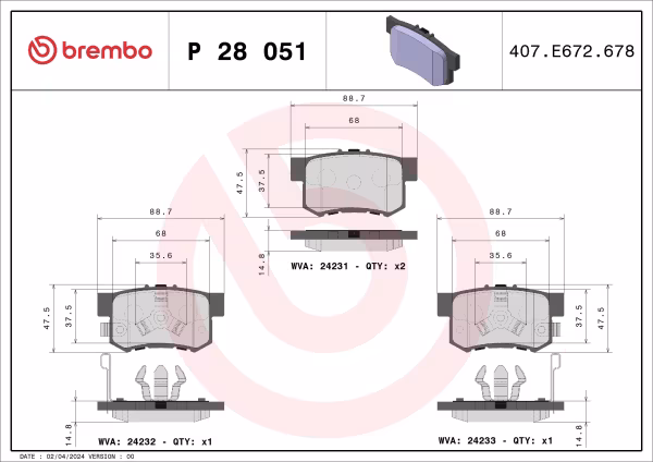 BREMBO Kit pastiglie freno, Freno a disco