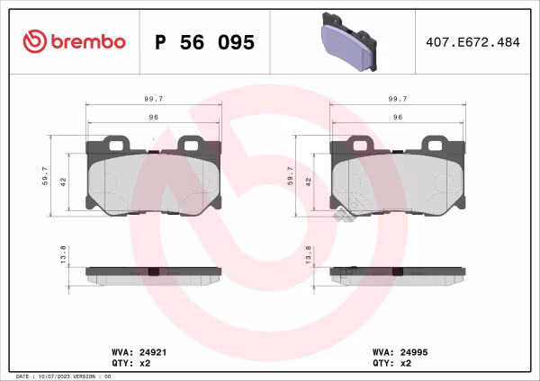 BREMBO Kit pastiglie freno, Freno a disco