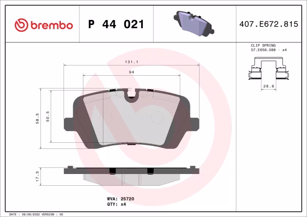 BREMBO Kit pastiglie freno, Freno a disco