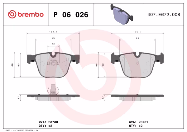 BREMBO Kit pastiglie freno, Freno a disco