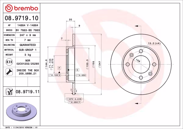 BREMBO Disco freno