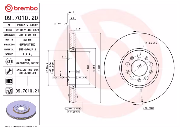 BREMBO Disco freno