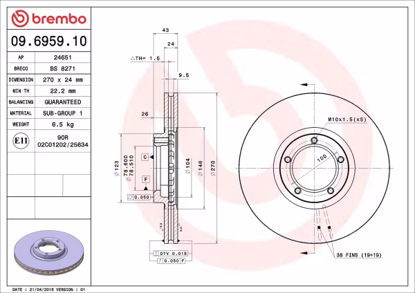 BREMBO Disco freno