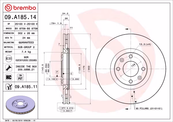 BREMBO Disco freno