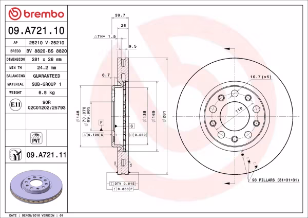 BREMBO Disco freno