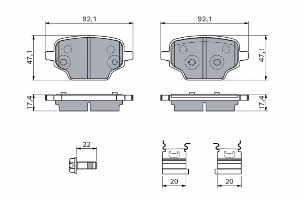 BOSCH Kit pastiglie freno, Freno a disco