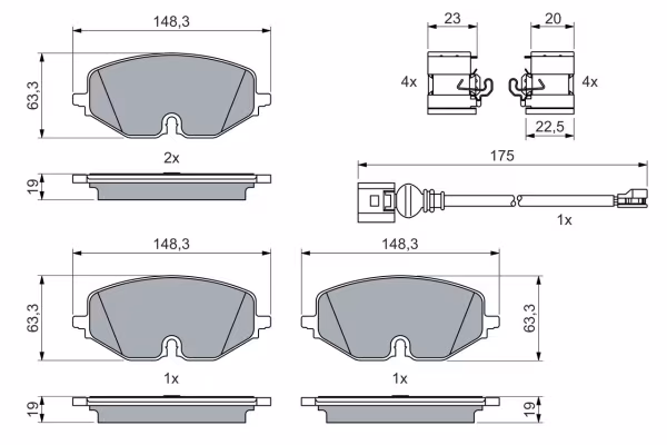 BOSCH Kit pastiglie freno, Freno a disco