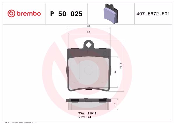 BREMBO Kit pastiglie freno, Freno a disco