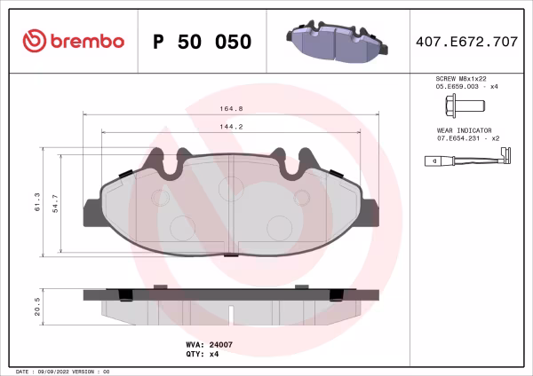 BREMBO Kit pastiglie freno, Freno a disco
