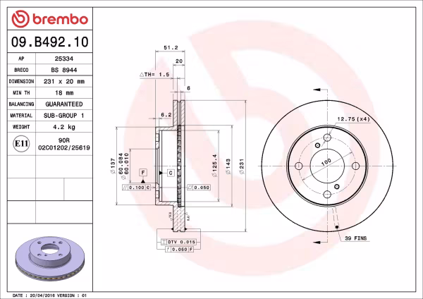 BREMBO Disco freno