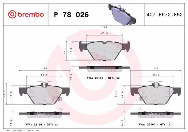 BREMBO Kit pastiglie freno, Freno a disco