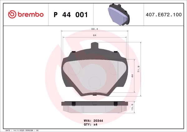 BREMBO Kit pastiglie freno, Freno a disco