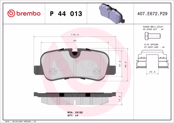 BREMBO Kit pastiglie freno, Freno a disco