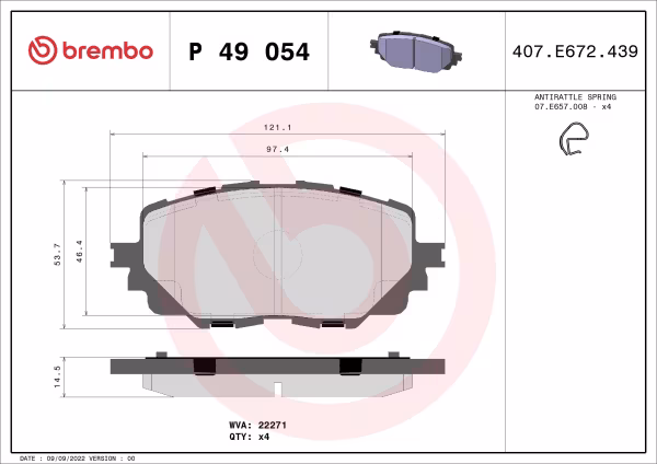 BREMBO Kit pastiglie freno, Freno a disco