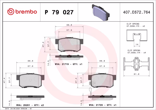 BREMBO Kit pastiglie freno, Freno a disco