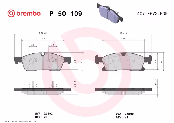 BREMBO Kit pastiglie freno, Freno a disco