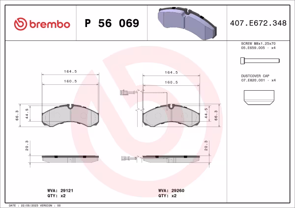 BREMBO Kit pastiglie freno, Freno a disco