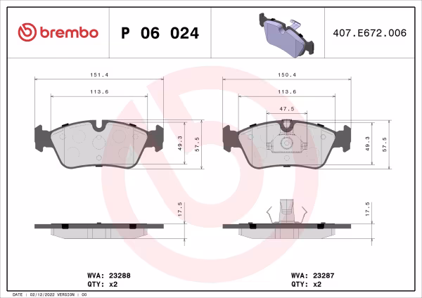 BREMBO Kit pastiglie freno, Freno a disco