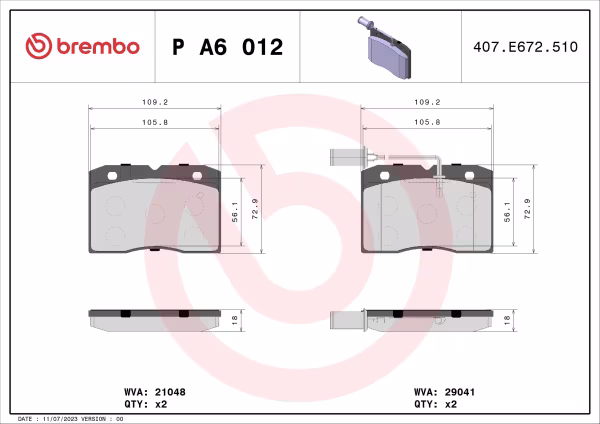 BREMBO Kit pastiglie freno, Freno a disco