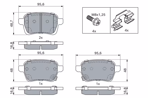 BOSCH Kit pastiglie freno, Freno a disco