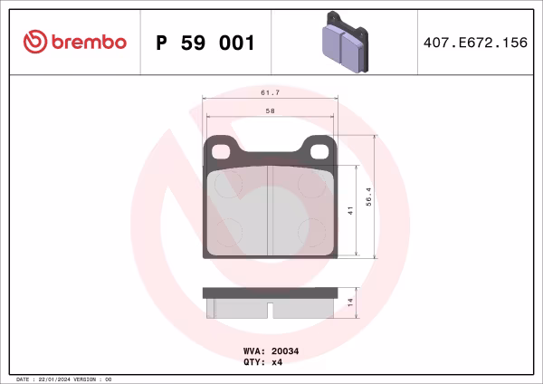 BREMBO Kit pastiglie freno, Freno a disco