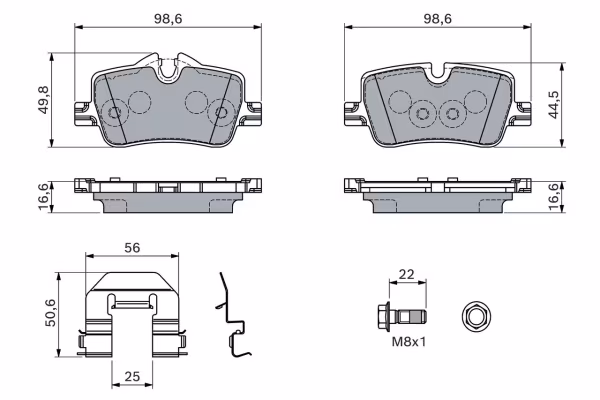 BOSCH Kit pastiglie freno, Freno a disco