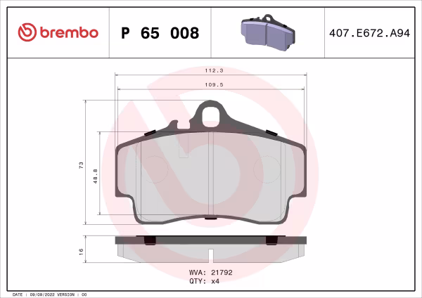 BREMBO Kit pastiglie freno, Freno a disco