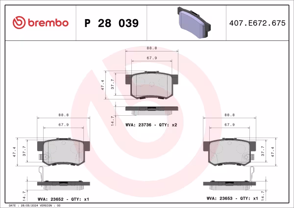 BREMBO Kit pastiglie freno, Freno a disco