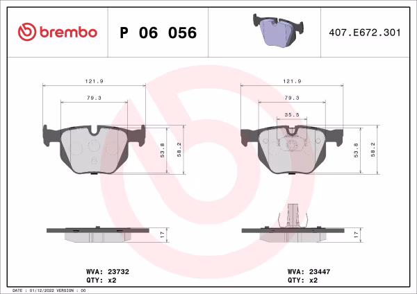 BREMBO Kit pastiglie freno, Freno a disco