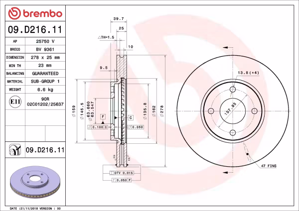 BREMBO Disco freno