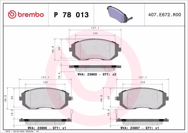 BREMBO Kit pastiglie freno, Freno a disco