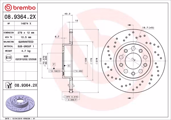 BREMBO Disco freno