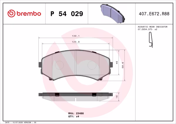 BREMBO Kit pastiglie freno, Freno a disco