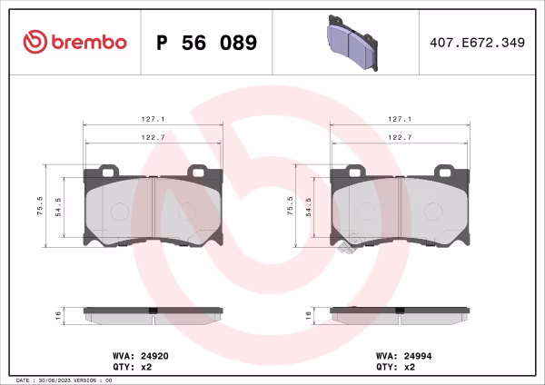 BREMBO Kit pastiglie freno, Freno a disco