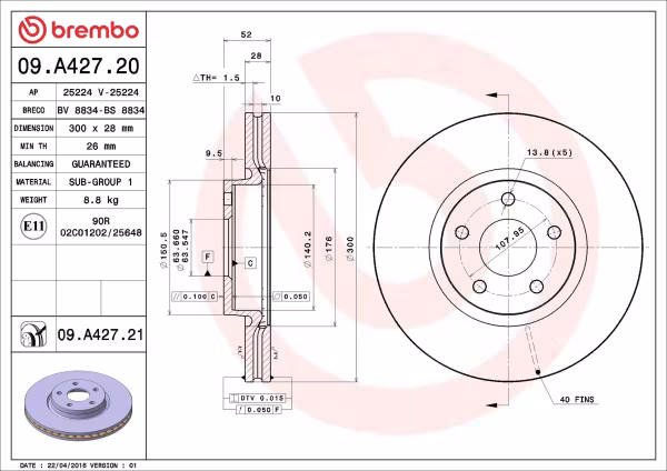 BREMBO Disco freno