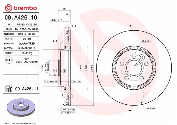 BREMBO Disco freno
