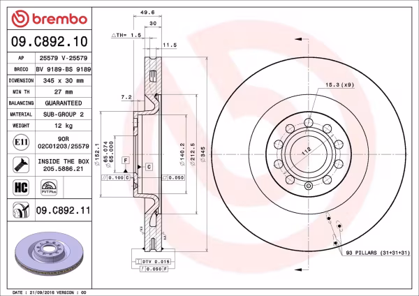 BREMBO Disco freno