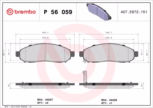 BREMBO Kit pastiglie freno, Freno a disco