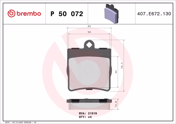 BREMBO Kit pastiglie freno, Freno a disco