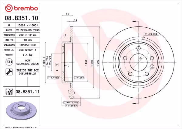 BREMBO Disco freno